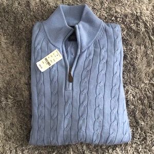 BROOKS BROTHERS | Men’s Blue Cable Knit Sweater